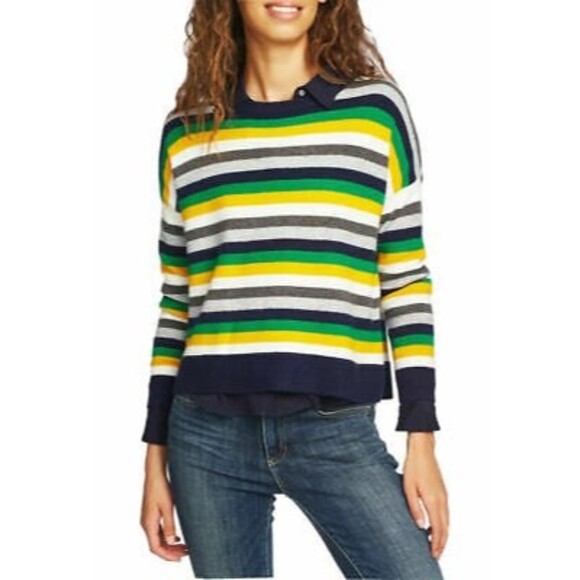 Court & Rowe Crop Sweater Top Size M Wool Blend Striped Multi NWT $89 B9 - Picture 1 of 6